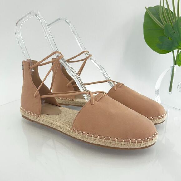 Eileen Fisher Women's Espadrille Shoe Size 10 Elastic Lace Ankle Strap Flat Tan - Picture 2 of 14